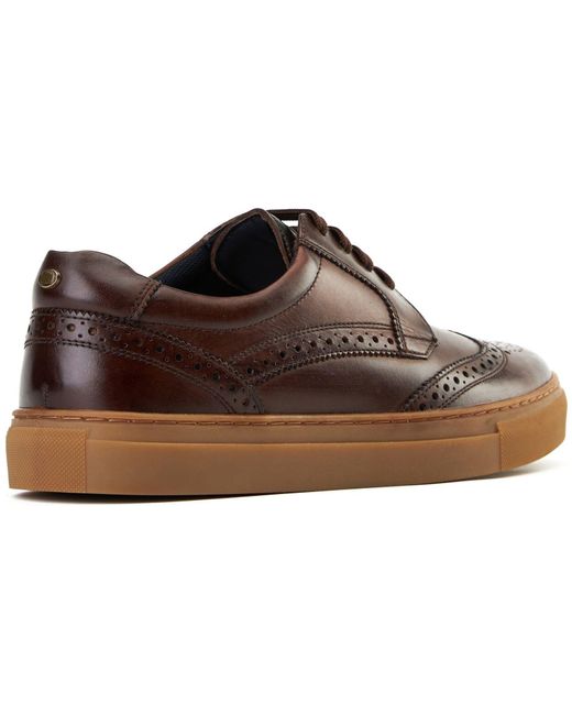 Base London Brown Clapton Leather Burnt Brogues Shoes for men