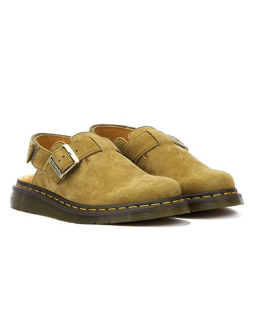 Dr. Martens Green Jorge Ii Tumbled Nubuck Muted Olive Mules