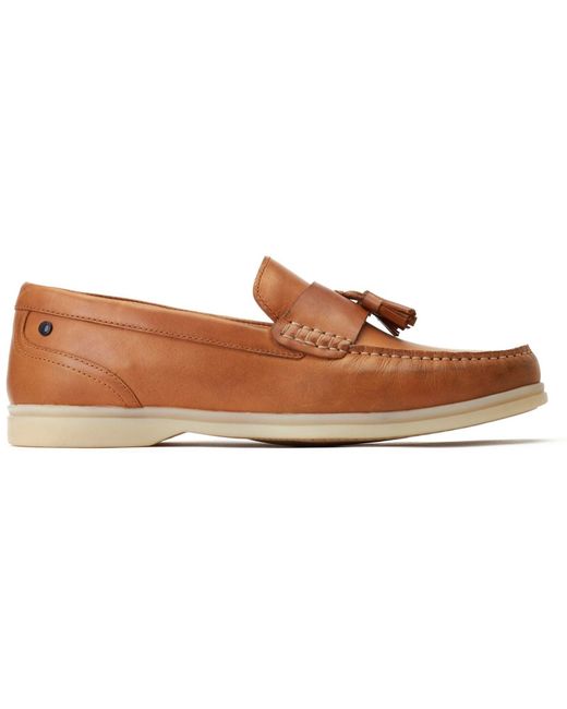 Base London Brown Bonito Leather Burnt Loafers for men
