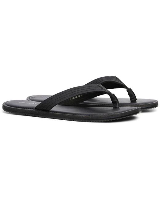 Jack & Jones Black Washton Leather Anthracite Flip Flops for men