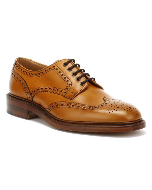 Loake Brown Mens Tan Chester 2 Brogue Derby Shoes for men