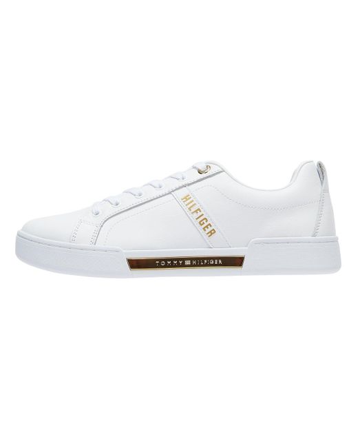tommy hilfiger white and gold sneakers