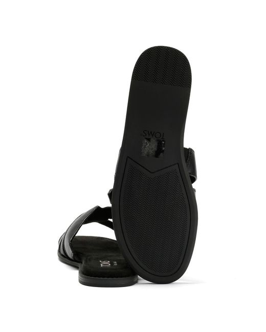 TOMS Black Sol Mule Leather Sandals