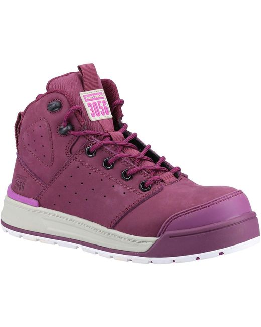Hard Yakka Purple 3056 Lace Leather Shiraz Safety Boots