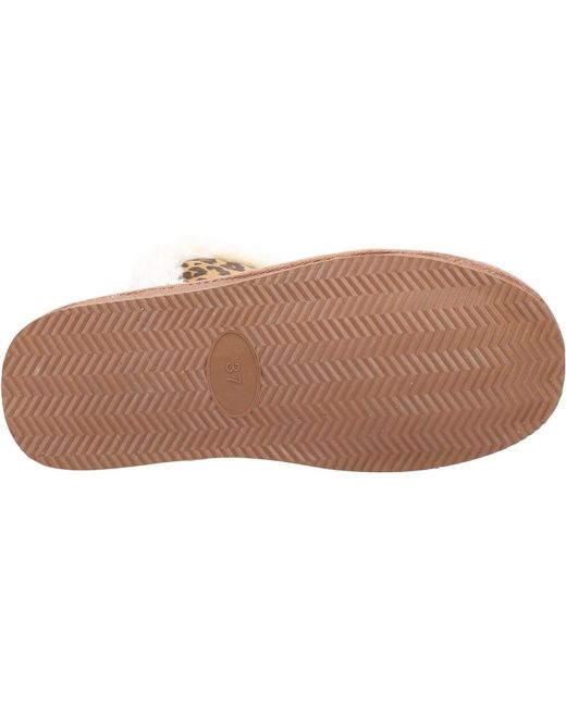 Hush Puppies Brown Ashleigh Suede And Faux Fur Leopard Slippers