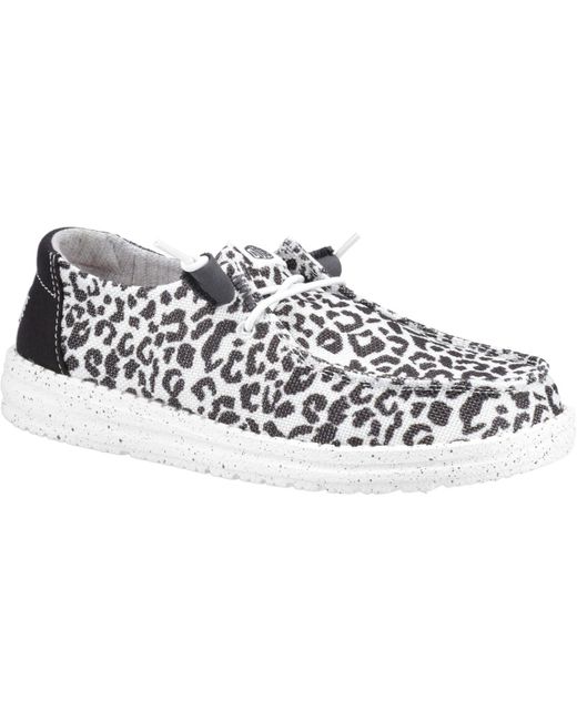 HeyDude White Wendy Leopard Cotton Blend Shoes