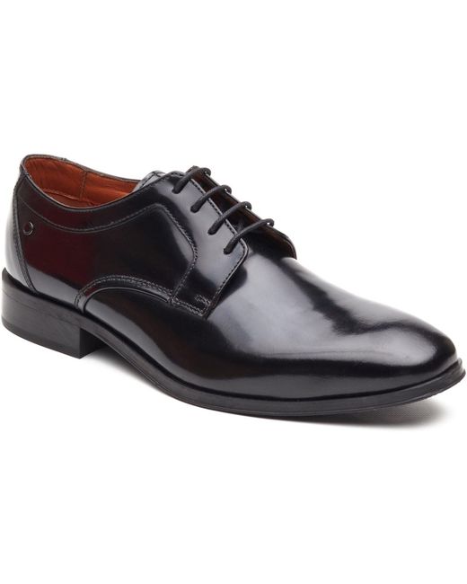 Base London Black Dome Lace Up Leather Hi Shine Lace-Up Shoes for men