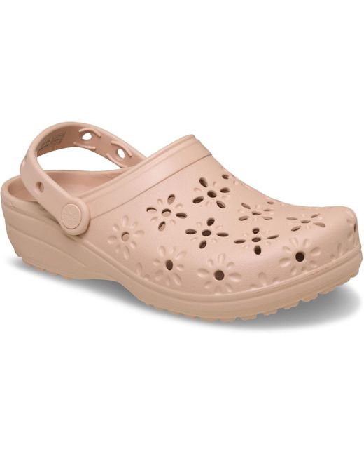 CROCSTM Classic Floral Cut-out Clog Pink Caramel Size 6 Uk / 7 Uk