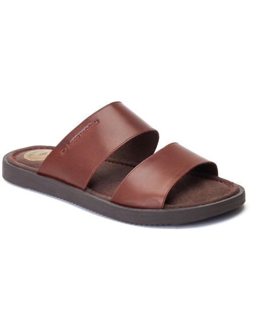 Base London Brown Maven Leather Burnt Sandals for men