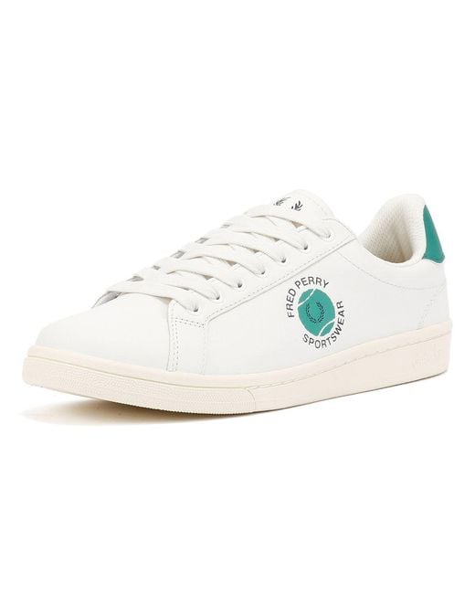 Fred Perry White B721 Leather Snow/Court Trainers for men