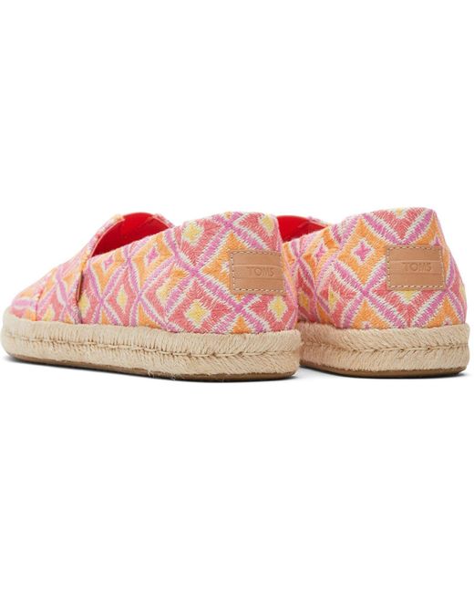 TOMS Pink Ladies Alpargata 2.0 Geometric Rope Wrap Espadrilles (Shell)