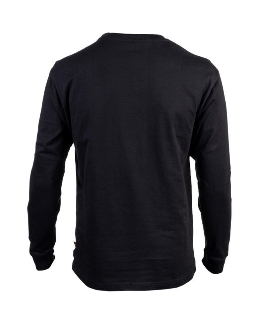 Caterpillar Black Trademark Banner Long Sleeve Cotton T-Shirt for men