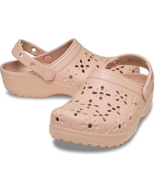 CROCSTM Classic Floral Cut-out Clog Pink Caramel Size 6 Uk / 7 Uk