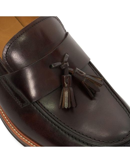 Dune Brown Shaw Leather Loafers for men