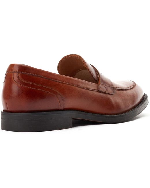 Base London Red Kennedy Leather Burnt Slip-On Shoes for men