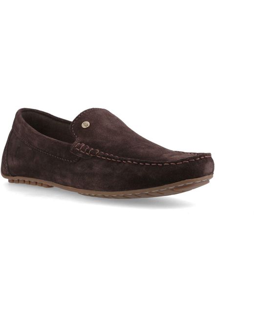 Hush Puppies Brown Ralph Suede Leather Loafers for men