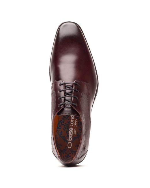 Base London Brown Dome Leather Burnt Lace-Up Shoes for men