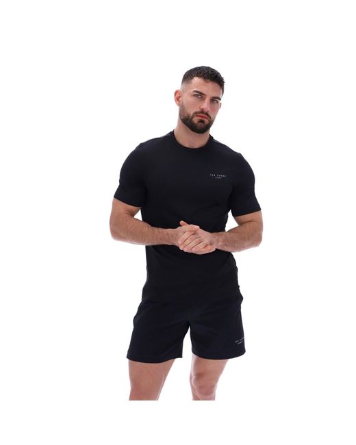 Ted Baker Black Sam Tbmts2635 Polyester Activewear T-Shirts for men