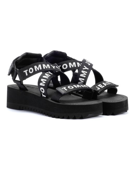 Tommy Hilfiger Black Flatform Women's Sandals