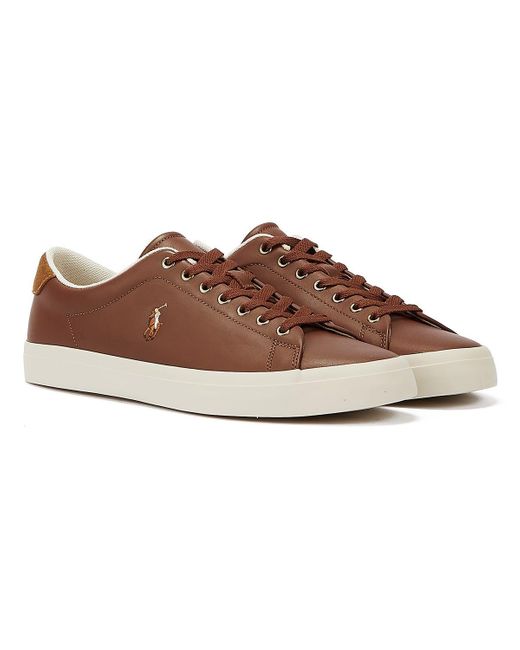 Ralph Lauren Brown Longwood Leather Sneakers for men