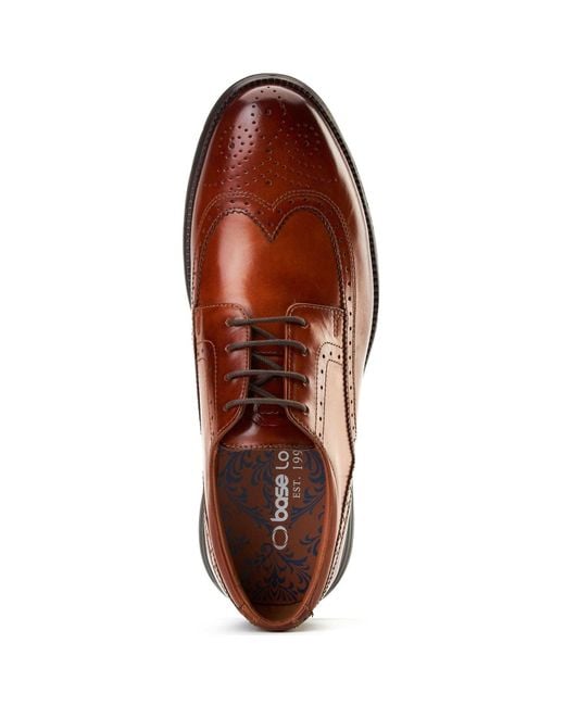 Base London Brown Flight 25 Leather Burnt Brogues Shoes for men
