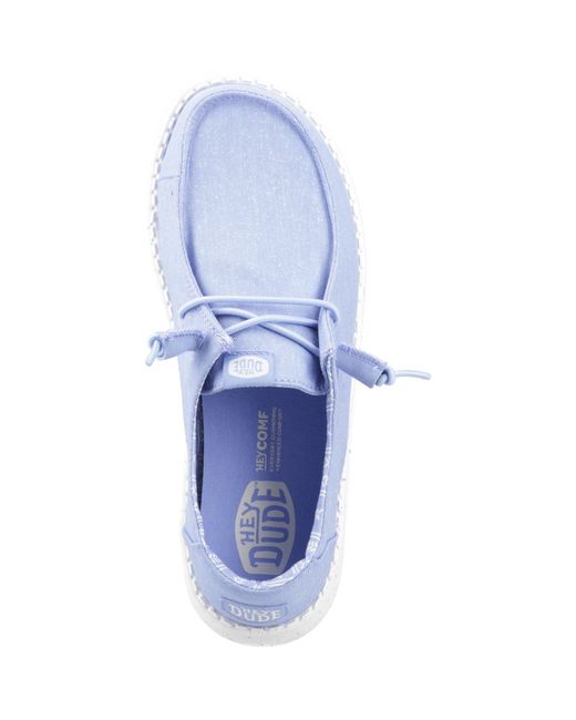 HeyDude Blue Wendy Stretch Canvas Textile Hydrangea Loafers
