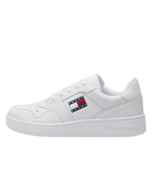 Tommy Hilfiger White Jeans Retro Basket Leather Trainers for men