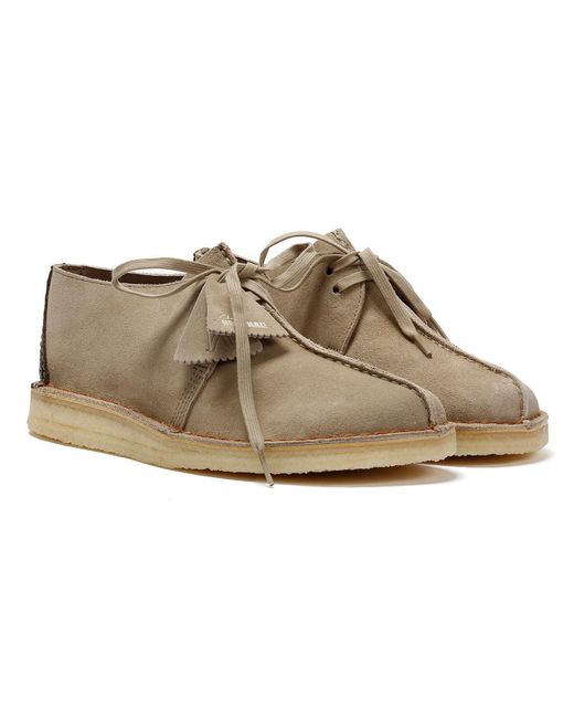 Clarks Natural Desert Trek Suede Sand Shoes for men