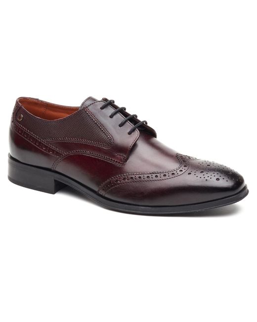 Base London Brown Steeple Brogue Leather Burnt Brogues Shoes for men