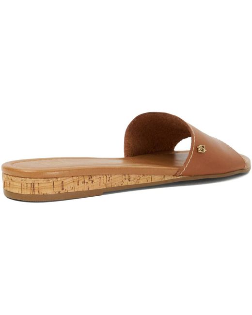 Dune Brown Lino Leather Sandals
