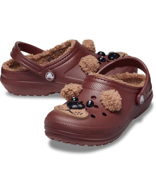 CROCSTM Brown Classic Lined Fun Lab Synthetic Bear Clogs