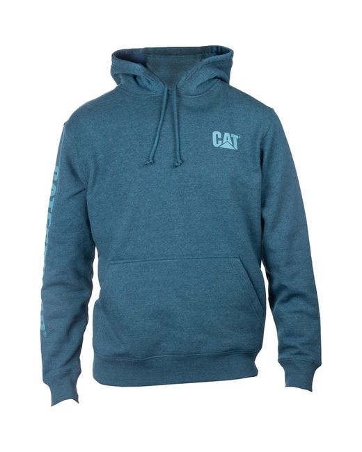 Caterpillar Blue Trademark Banner Cotton Hooded Sweatshirt for men