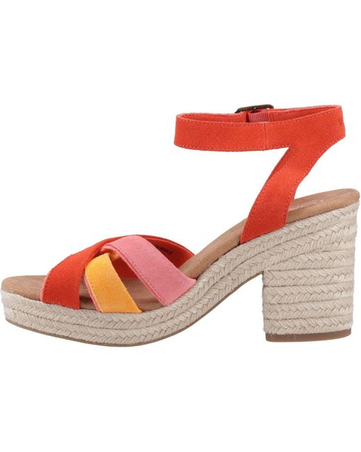 TOMS Red Majorca Strappy Leather Flame Sandals