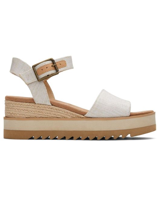 TOMS Metallic Diana Canvas Platforms Wedge Sandals