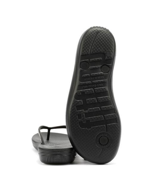 Fitflop Black Iqushion Sparkle Rubber Flip Flops