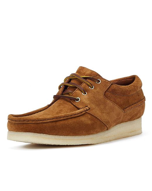 Clarks Brown Wallabee Boat Suede Men's Cola Lace-up Shoes for men