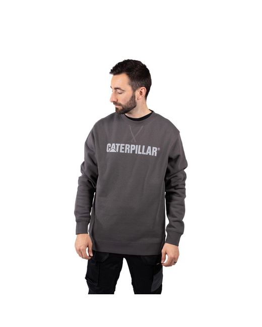 Caterpillar Gray Midweight Crewneck Cotton Sweatshirt for men
