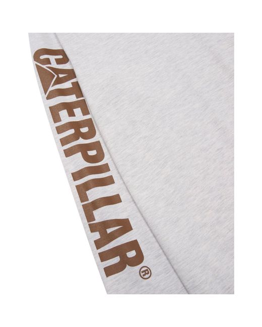 Caterpillar White Trademark Banner Long Sleeve Cotton T-Shirt for men