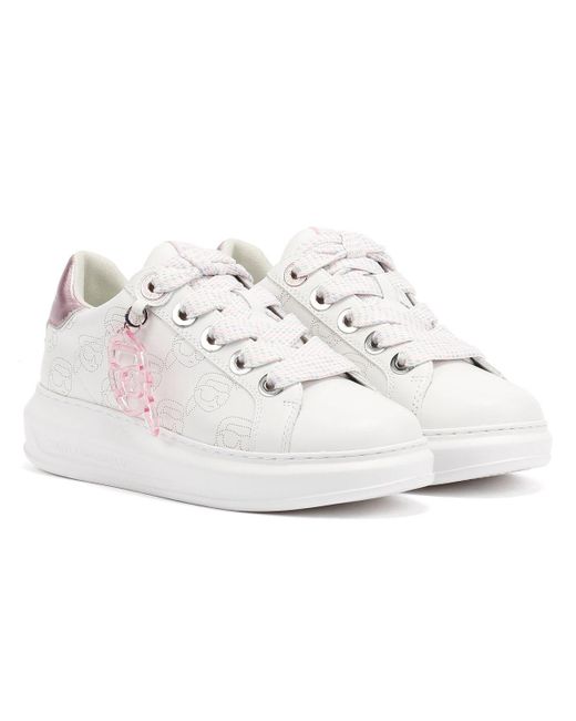 Karl Lagerfeld White Kapri Nft Plexi Pendant Damen Sneaker Aus Weißem Leder