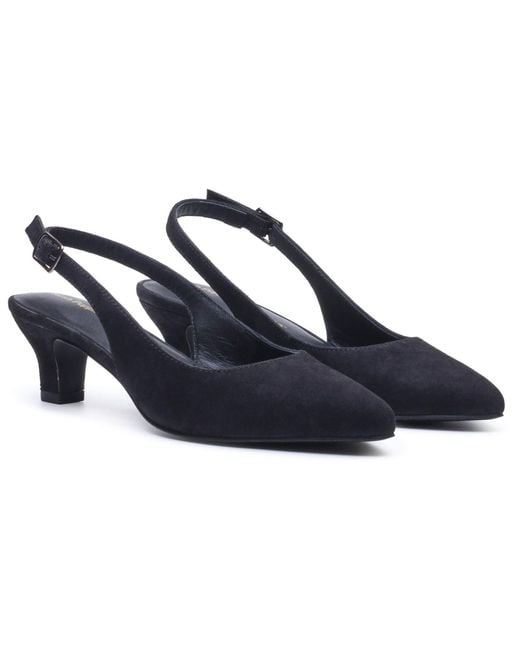 Hush Puppies Blue Nahla Buckle Kitten Heel Pointy Slingback Shoes