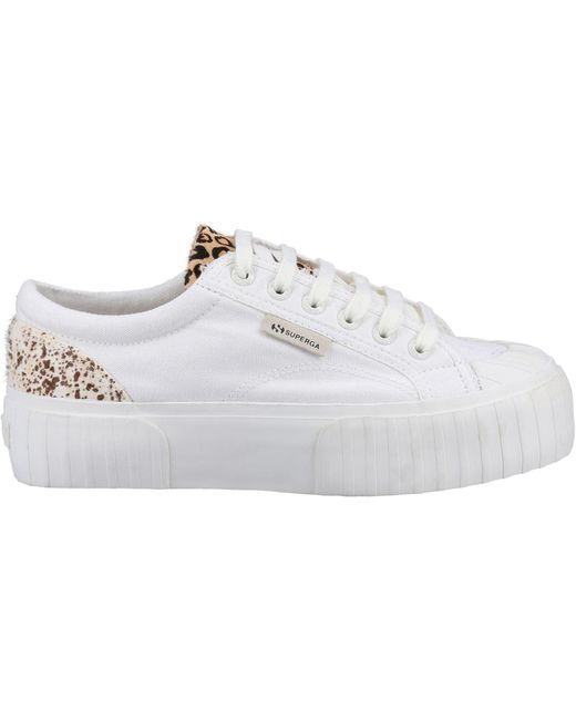 Superga White 2631 Calfhair Details Leather Avorio/Leopard Spots Trainers