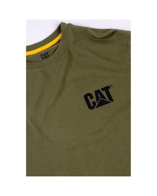 Caterpillar Green Trademark Banner Long Sleeve Cotton T-Shirt for men
