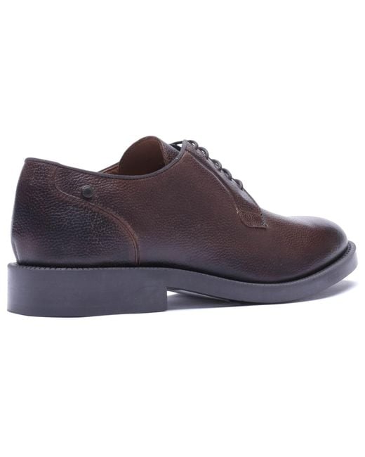 Base London Purple Luca Leather Tumbled Derby Shoes for men