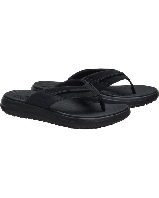 HeyDude Black Finn Flip Polyurethane Sandals for men