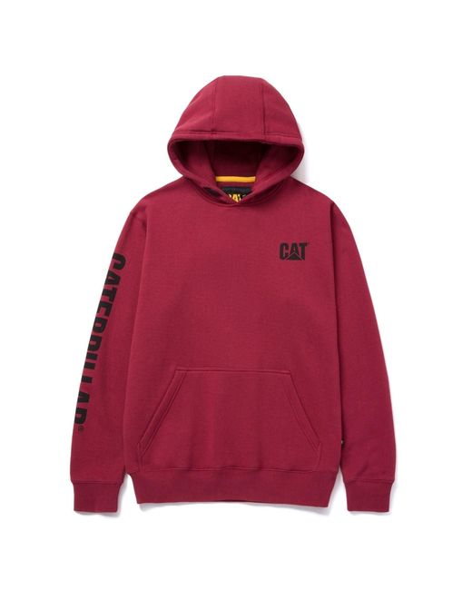 Caterpillar Red Trademark Banner Cotton Hooded Sweatshirt for men