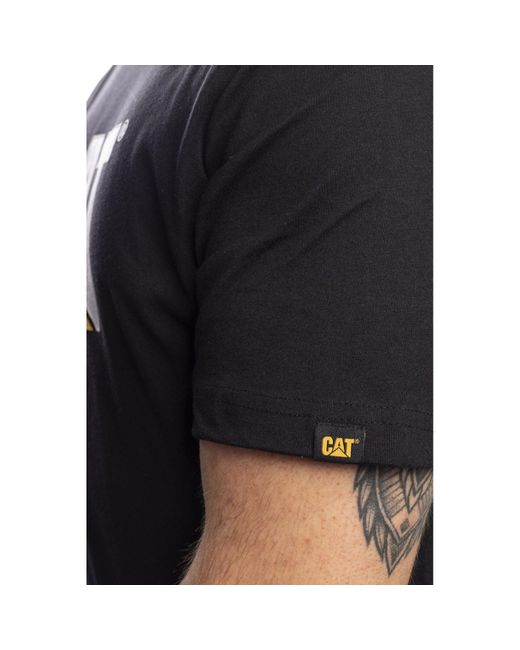 Caterpillar Black Trademark Logo Cotton T-Shirt for men