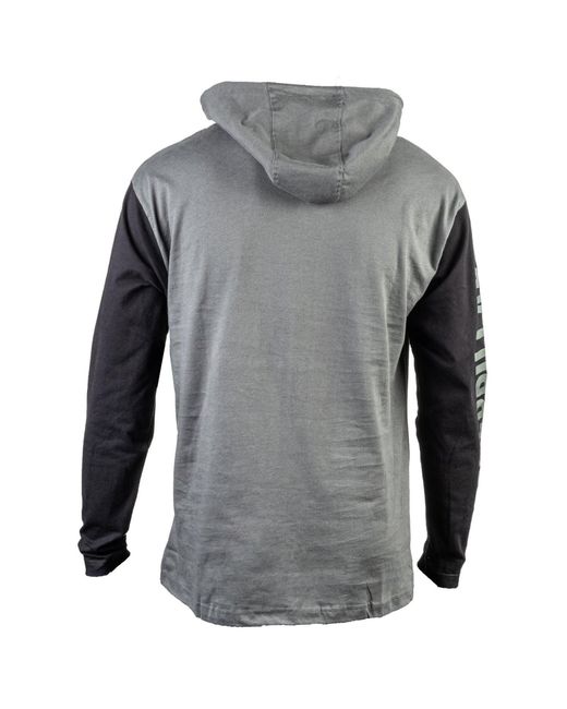 Caterpillar Gray Hooded Long Sleeve Cotton T-Shirt for men
