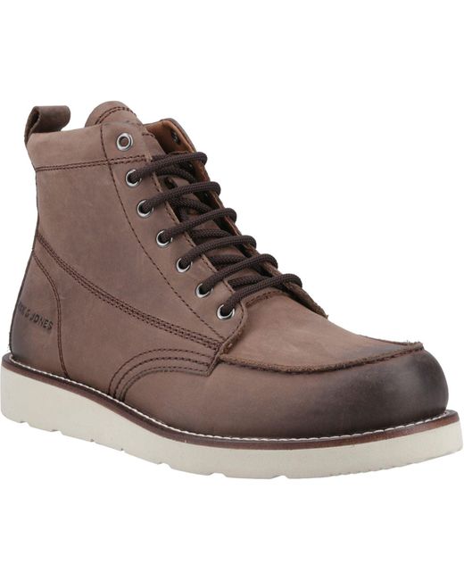 Jack & Jones Brown Toronto Leather Stone Ankle Boots