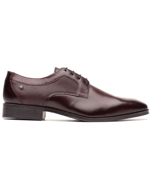 Base London Brown Dome Leather Burnt Lace-Up Shoes for men