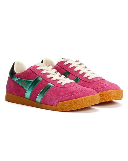 Gola Pink Elan Glitz Suede Fuchsia/Emerald/ Trainers